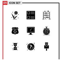 9 Creative Icons Modern Signs and Symbols of monitor security abacus american sheild Editable Vector Design Elements