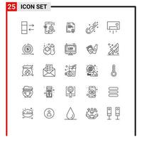 Modern Set of 25 Lines Pictograph of space astronomy certificate asteroid letter Editable Vector Design Elements