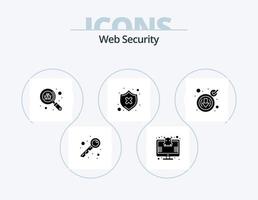 Web Security Glyph Icon Pack 5 Icon Design. check. security. scan. protection. failed vector