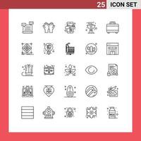 paquete de iconos de vector de stock de 25 signos y símbolos de línea para elementos de diseño de vector editables de bag grill religión comida playa