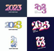 Big Collection of 2023 Happy New Year symbols Cover of business diary for 2023 with wishes vector