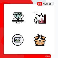 Set of 4 Modern UI Icons Symbols Signs for premium image present efficiency basic Editable Vector Design Elements
