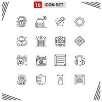 Pictogram Set of 16 Simple Outlines of art star fire work muslim art Editable Vector Design Elements