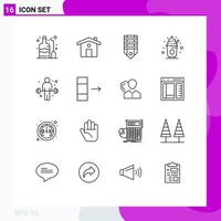 Pack of 16 Modern Outlines Signs and Symbols for Web Print Media such as exercise sweets military sweet food Editable Vector Design Elements