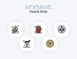 línea de comida y bebida llena de icono paquete 5 diseño de icono. . comida. alimento. vector