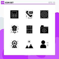 9 Universal Solid Glyph Signs Symbols of game activities speaker time time Editable Vector Design Elements