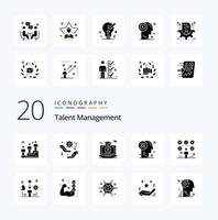 20 Talent Management Solid Glyph icon Pack like solution mind setting user gruadation vector