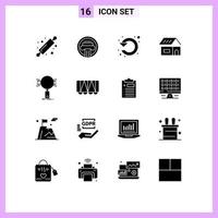 16 User Interface Solid Glyph Pack of modern Signs and Symbols of home build greek building rotate Editable Vector Design Elements