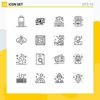 16 User Interface Outline Pack of modern Signs and Symbols of honey bee keyboard user mobile Editable Vector Design Elements