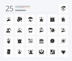 Investment 25 Solid Glyph icon pack including cash. shop. investment. ecommerce. coins vector