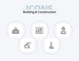 Building And Construction Line Icon Pack 5 Icon Design. build. warning. color. stop. road vector