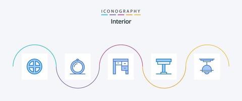 paquete de 5 íconos interiores azules que incluye mesa. mueble. ventana. escritorio. interior vector