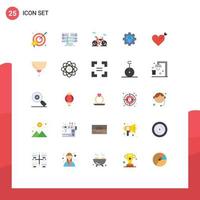 Universal Icon Symbols Group of 25 Modern Flat Colors of love arrow server globe gear Editable Vector Design Elements