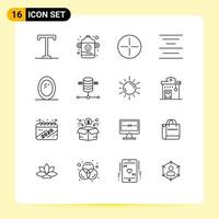 Set of 16 Modern UI Icons Symbols Signs for server computing symbols mirror furniture Editable Vector Design Elements