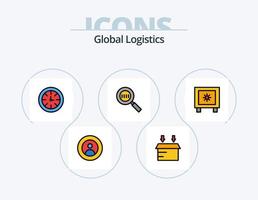 paquete de iconos lleno de línea de logística global 5 diseño de iconos. dirección. mapa. transporte. localización. global vector