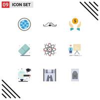 Group of 9 Modern Flat Colors Set for react paint insurance color eraser Editable Vector Design Elements