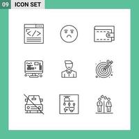 9 Creative Icons Modern Signs and Symbols of client web sad management data Editable Vector Design Elements