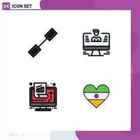 Pack of 4 Modern Filledline Flat Colors Signs and Symbols for Web Print Media such as chain chart linked data marketing Editable Vector Design Elements