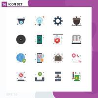 16 Flat Color concept for Websites Mobile and Apps dj season cog oak autumn Editable Pack of Creative Vector Design Elements