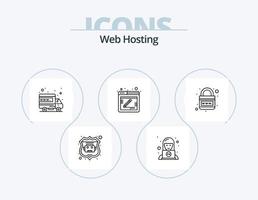 Web Hosting Line Icon Pack 5 Icon Design. browser. robot database. web. internet bot. wide vector