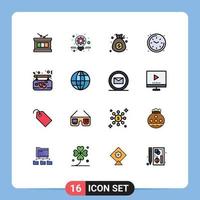 Set of 16 Modern UI Icons Symbols Signs for hanging affection currency watch living Editable Creative Vector Design Elements