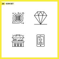 Line Pack of 4 Universal Symbols of agile water sprint diamond cell Editable Vector Design Elements