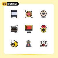 9 iconos creativos, signos y símbolos modernos de la escuela en línea, caja de computadora de ovejas, elementos de diseño vectorial editables vector