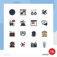 Modern Set of 16 Flat Color Filled Lines and symbols such as whack a mole marketing police audio science Editable Creative Vector Design Elements