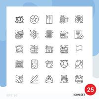 25 Thematic Vector Lines and Editable Symbols of music audio insignia side fridge Editable Vector Design Elements