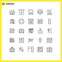 Pictogram Set of 25 Simple Lines of vehicles less interior delete internet Editable Vector Design Elements