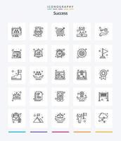 éxito creativo 25 paquete de iconos de contorno como clave. estrella. revisión. ganador. competencia vector