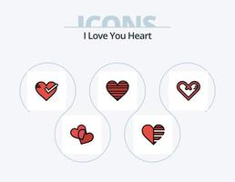 paquete de iconos llenos de línea de corazón 5 diseño de iconos. . amar. derrotar. corazón. corazón vector