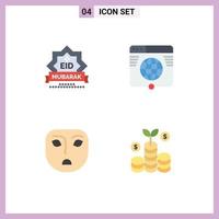 4 Creative Icons Modern Signs and Symbols of eid website star internet emotion Editable Vector Design Elements