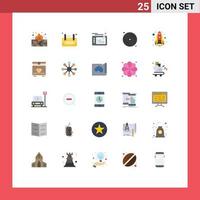 Pictogram Set of 25 Simple Flat Colors of flame arts design art pad Editable Vector Design Elements