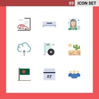 User Interface Pack of 9 Basic Flat Colors of cd upload blog data writer Editable Vector Design Elements