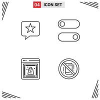 Set of 4 Modern UI Icons Symbols Signs for chat shop star toggle avoid Editable Vector Design Elements