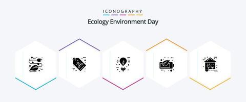 Ecology 25 Glyph icon pack including eco. green. tag. ecology. lighting vector