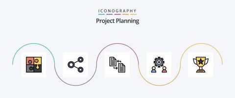 la línea de planificación del proyecto llenó el paquete de iconos planos 5, incluida la preferencia. configurar. intercambio. transferir. expediente vector