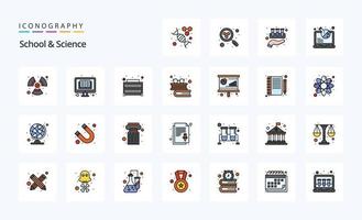 25 School And Science Line Filled Style icon pack vector