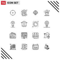 16 Thematic Vector Outlines and Editable Symbols of abilities shelf man living identity Editable Vector Design Elements