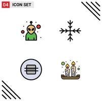 4 iconos creativos signos y símbolos modernos de elementos de diseño de vectores editables de pascua de dieta de nieve de macarrones alienígenas