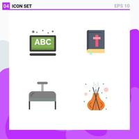 Set of 4 Commercial Flat Icons pack for abc luggage school easter incense Editable Vector Design Elements