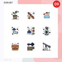 Pictogram Set of 9 Simple Filledline Flat Colors of career left man reload heart Editable Vector Design Elements