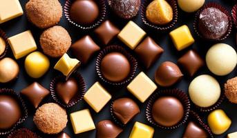 professional food photography closeup ofa close up of a tray of chocolates photo