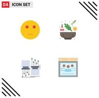 Flat Icon Pack of 4 Universal Symbols of embarrassed electronic study salad cable Editable Vector Design Elements