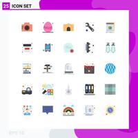 Pack of 25 Modern Flat Colors Signs and Symbols for Web Print Media such as app wrench castle tool medieval Editable Vector Design Elements