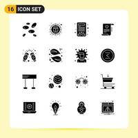 Universal Icon Symbols Group of 16 Modern Solid Glyphs of cheers marriage card content management love letter paper Editable Vector Design Elements