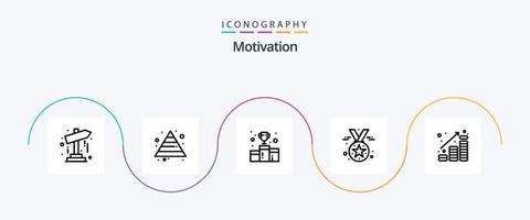 paquete de iconos de la línea de motivación 5 que incluye moneda. medalla. premios estrella. premio vector