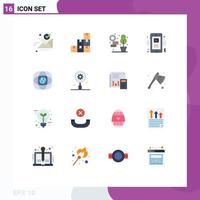 Flat Color Pack of 16 Universal Symbols of connection mobile home player smart Editable Pack of Creative Vector Design Elements