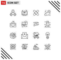 16 Universal Outline Signs Symbols of space tape booking medical healthcare Editable Vector Design Elements